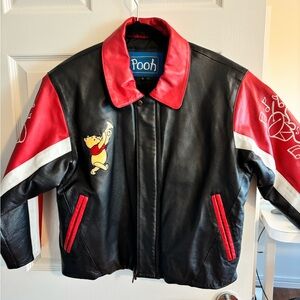 Pooh Black and Red Leather Jacket